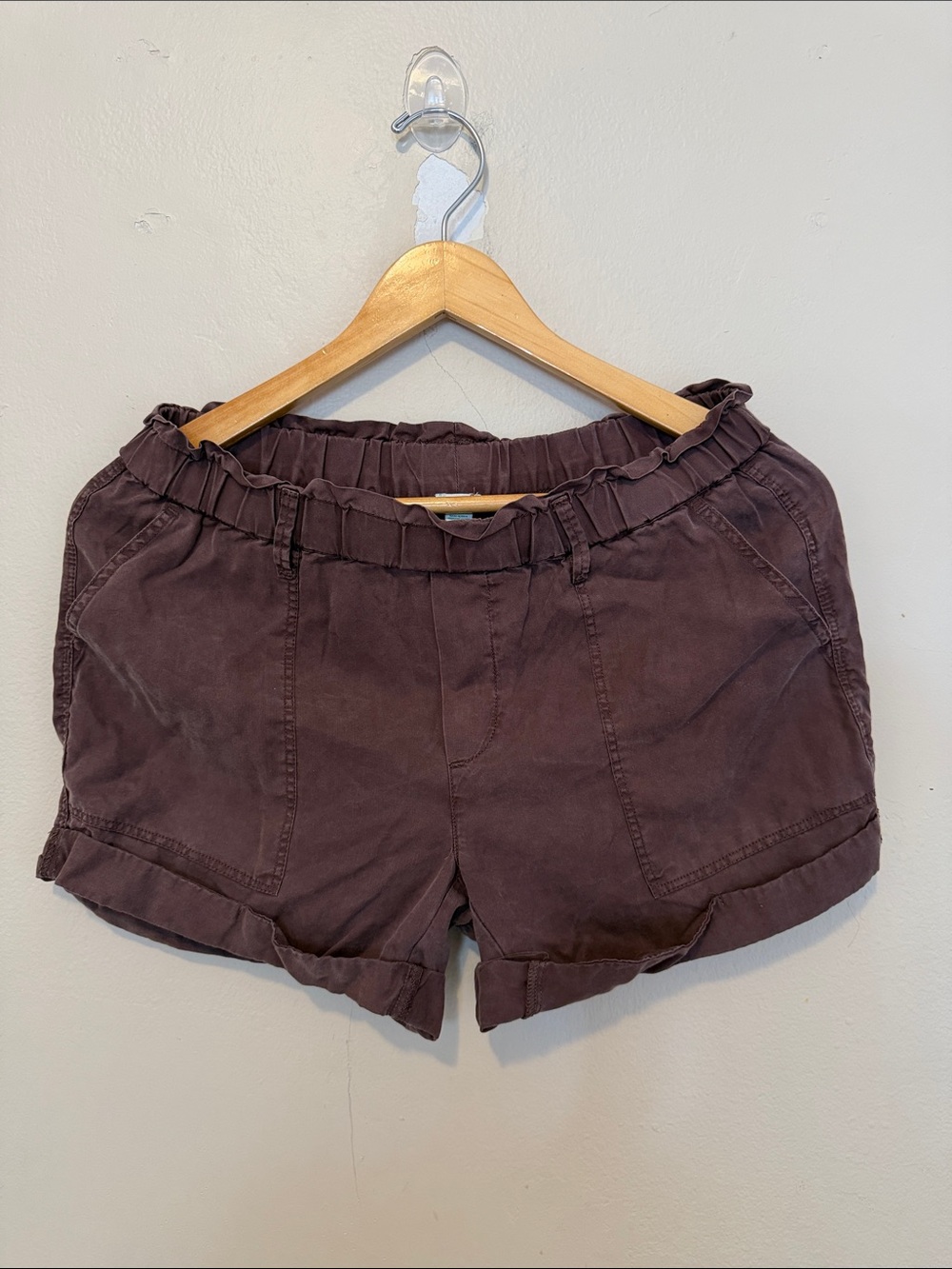 aerie High-Waist Ruffle Elastic Shorts - Plum